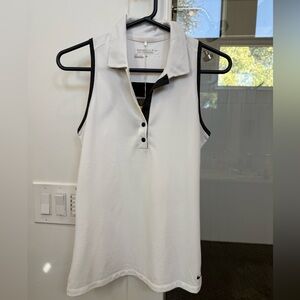Nike Golf Women's White and Black Sleeveless Collared Polo Shirt